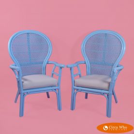 Pair of Blue Balloon Back Arm Chairs
