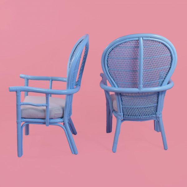 Pair of Blue Balloon Back Arm Chairs