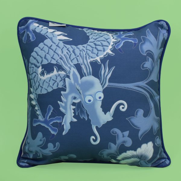 Pair of Blue on Blue Dragon Pillows