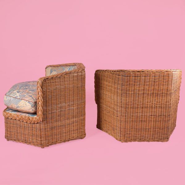 Pair of Braided Rattan Hexagonal Lounge Chairs