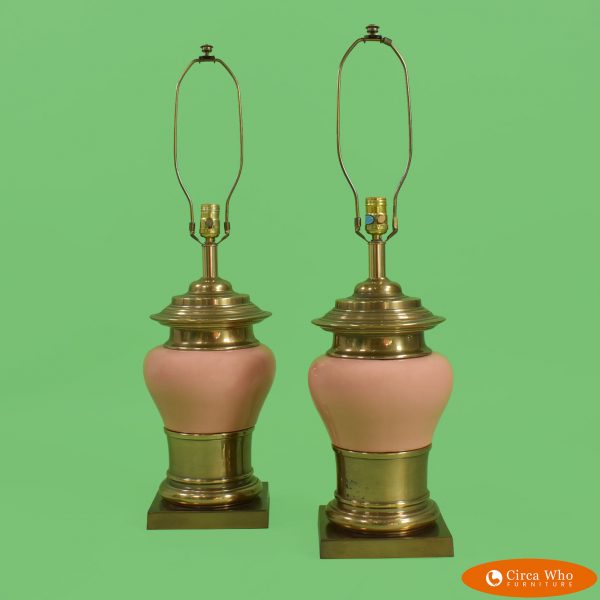 Pair of Brass Ceramic Table Lamps by Stiffel