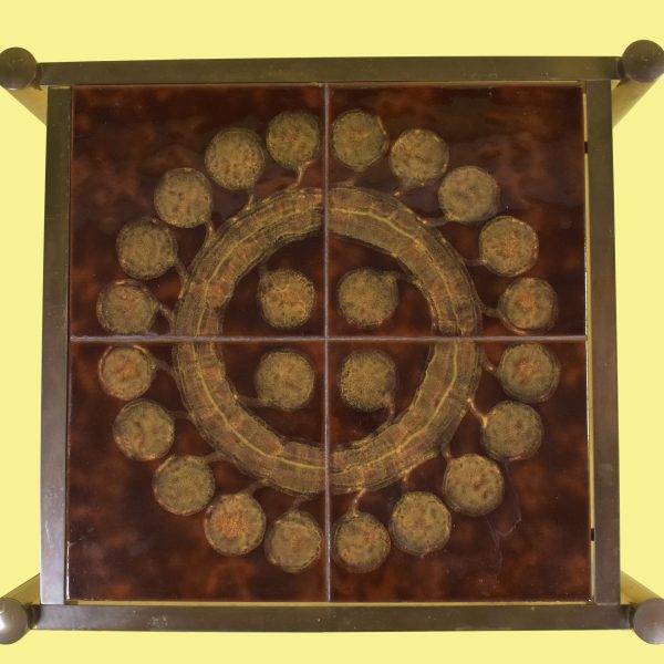 Pair of Brass Danish Ceramic Tile Top Tables