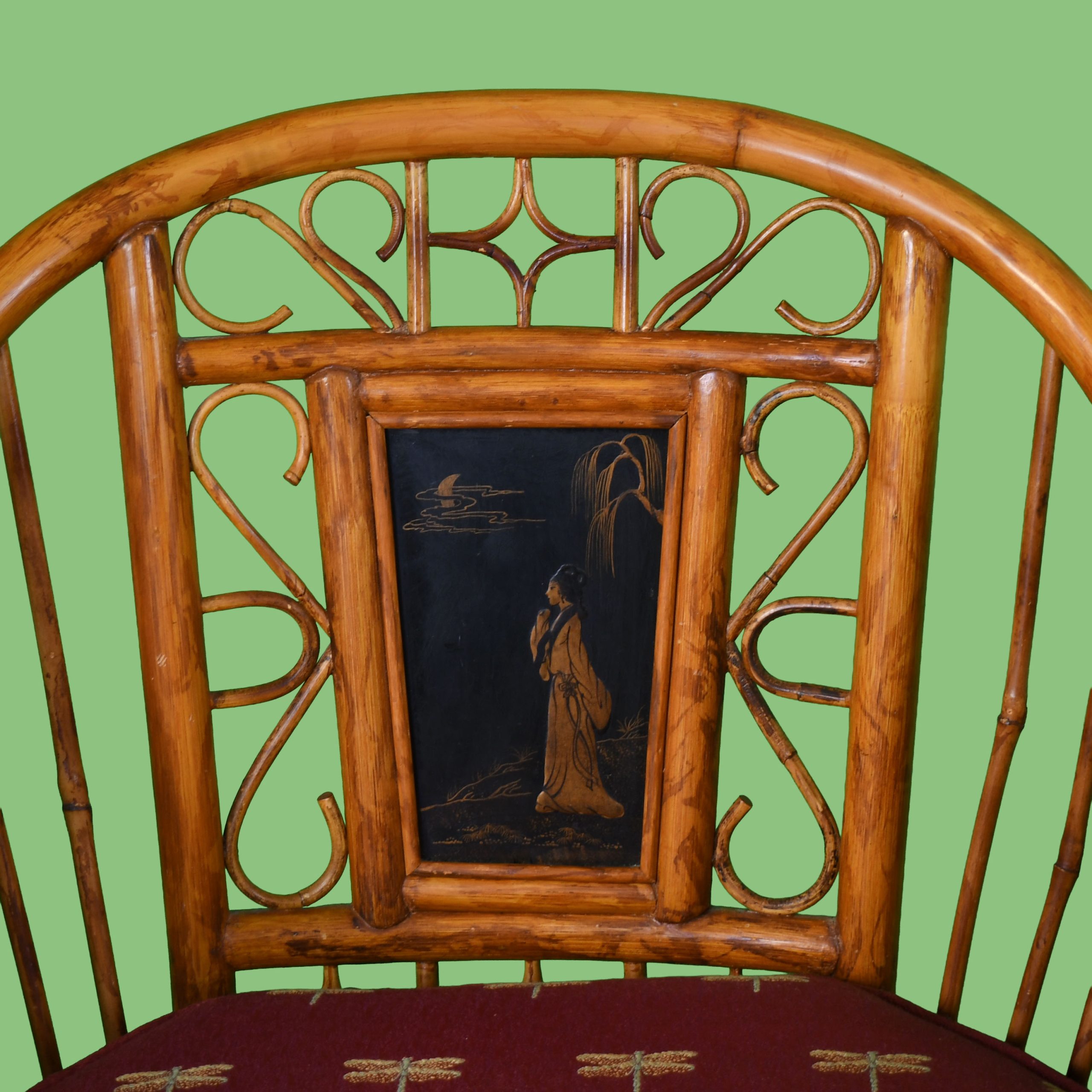 Pair of Brighton Pavilion Burnt Bamboo Arm Chairs by Maitland Smith
