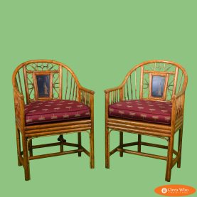 Pair of Brighton Pavilion Burnt Bamboo Arm Chairs by Maitland Smith