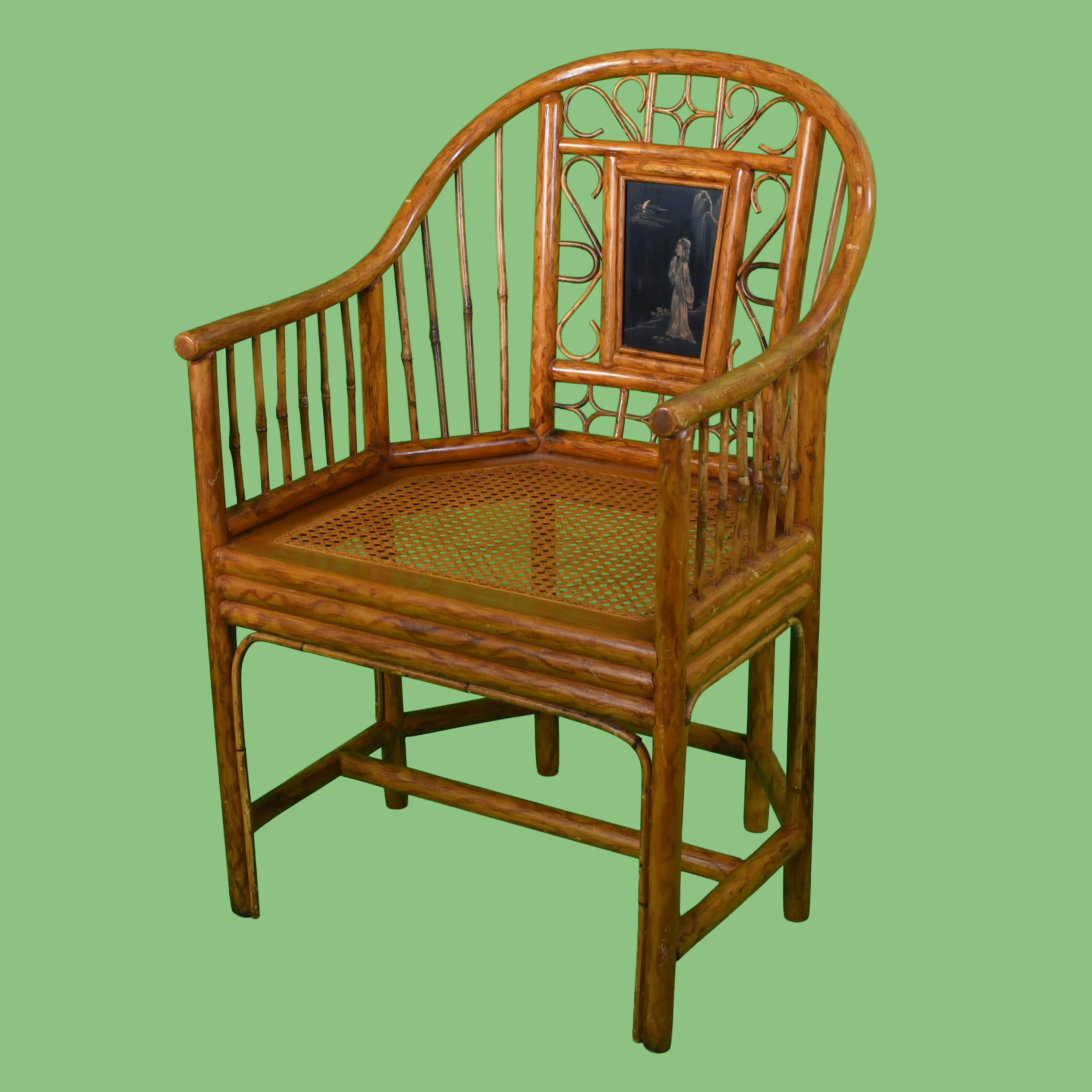 Pair of Brighton Pavilion Burnt Bamboo Arm Chairs by Maitland Smith