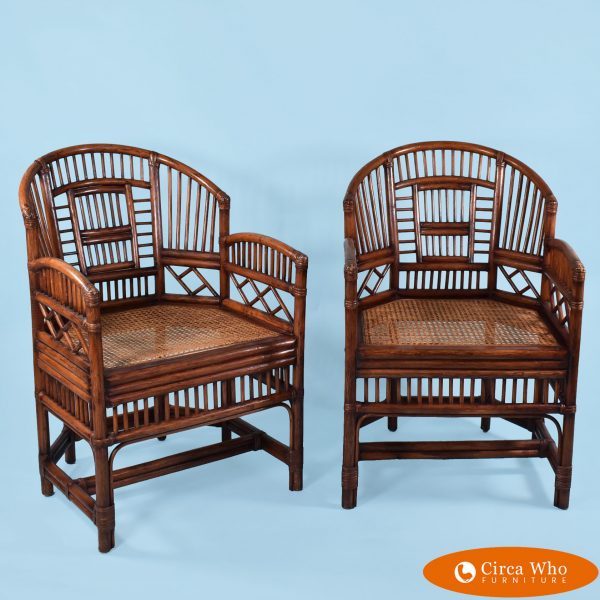 pair of Brighton style chairs natural color in vintage condition