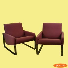 Pair of Bronze Base Cantilever MCM Chairs in the Manner of Milo Baughman