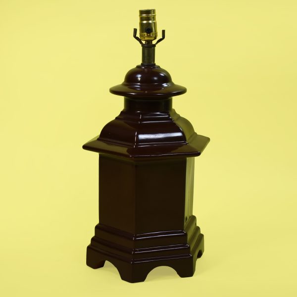Pair of Brown Ceramic Pagoda Table Lamps