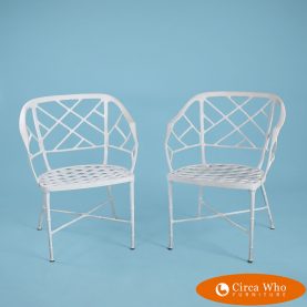 Pair of White Brown Jordan Calcutta Barrel Chairs
