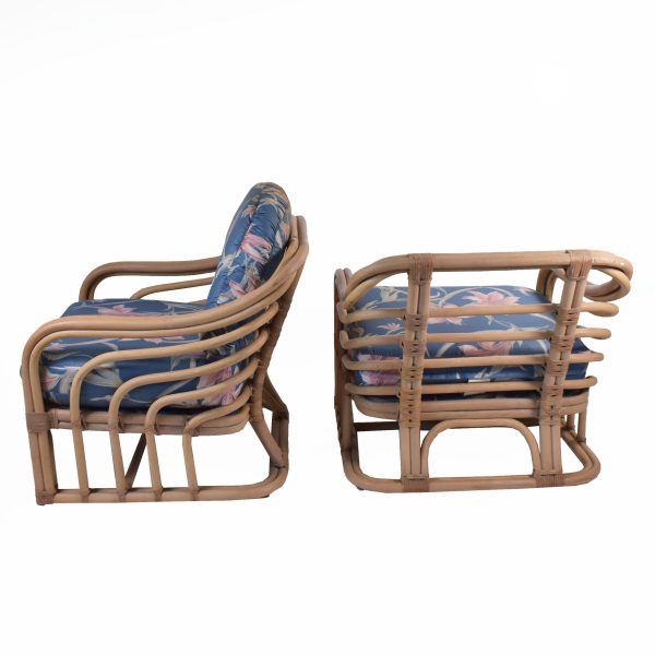 Pair of Brown Jordan Rattan Lounge Chairs