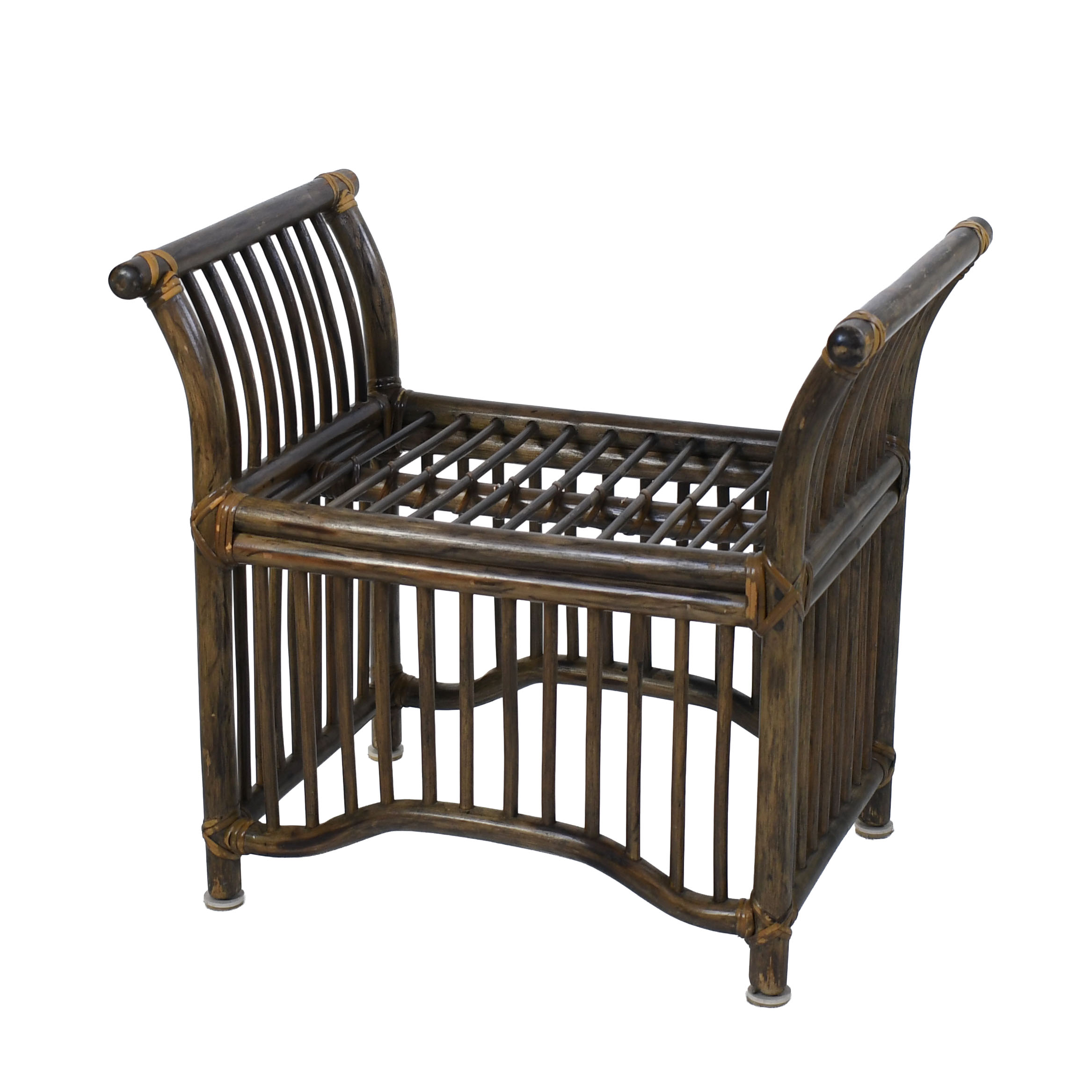 Pair of Brown Jordan Rattan Wing Benches