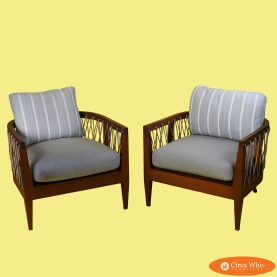 Pair of Brown Jordan Rope Back Lounge Chairs