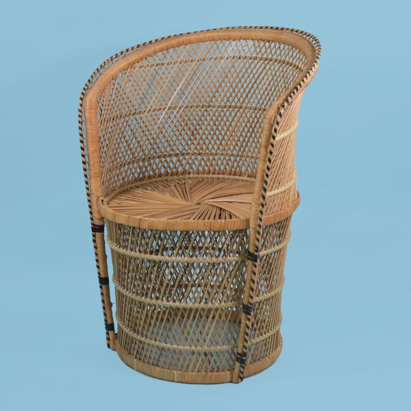 Pair of Buri Rattan Low Barrel Chairs