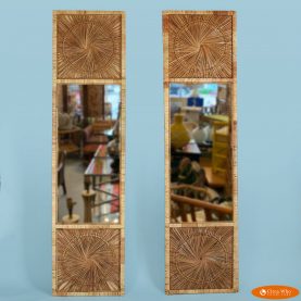 Pair of Buri Rattan Mirrored panels