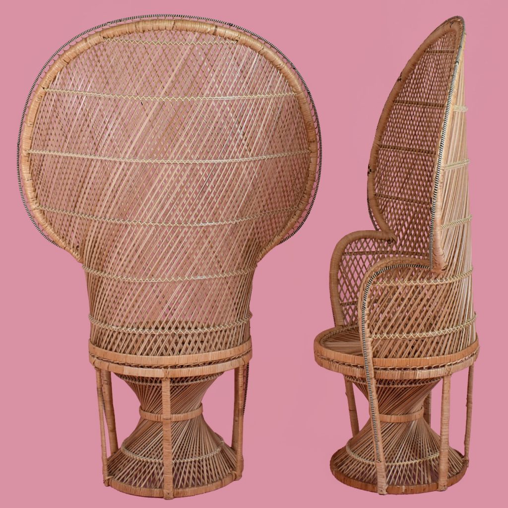 Pair of Small Buri Rattan Peacock Chairs Circa Who