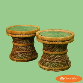 Pair of Buri Rattan cocktail Tables