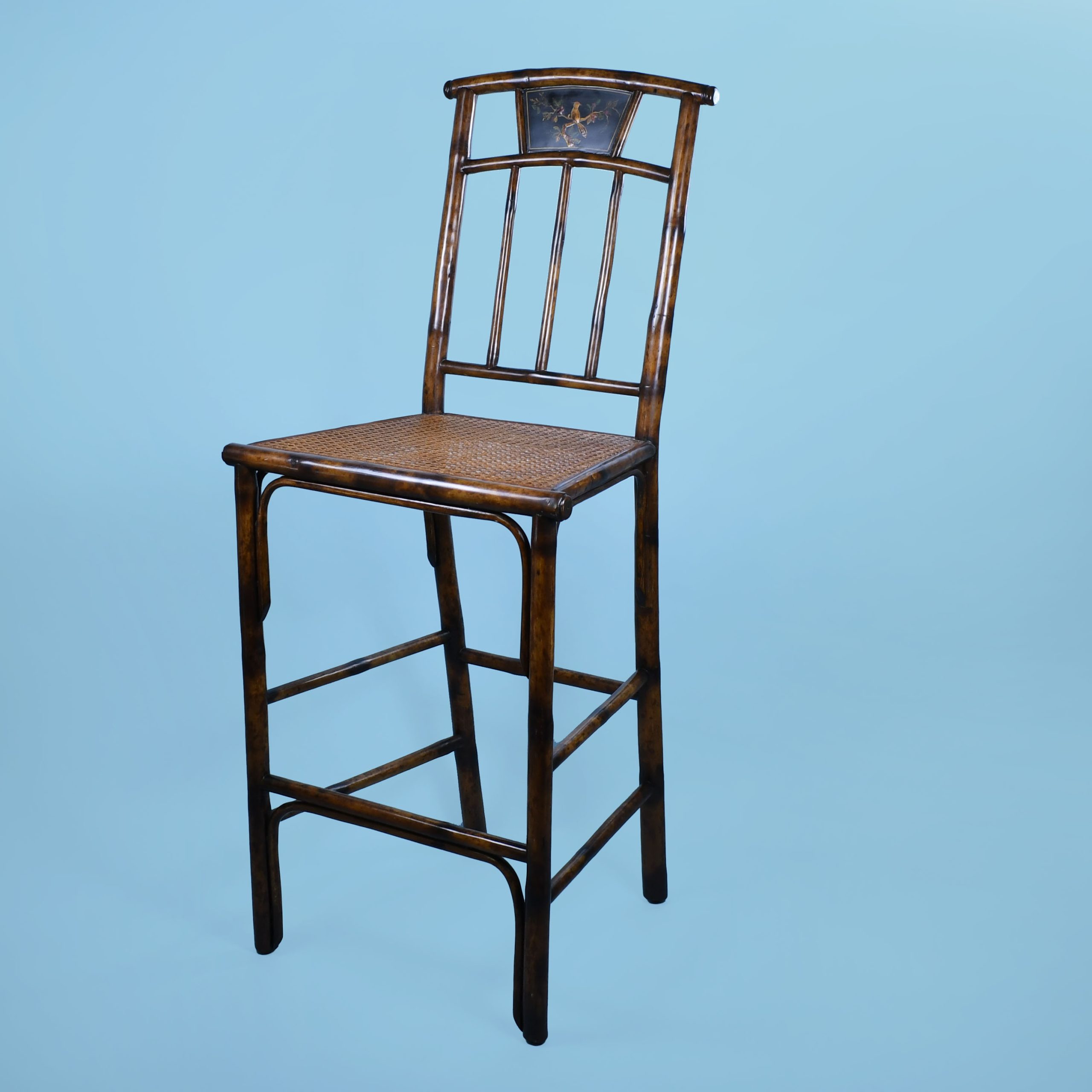 Pair of Burnt Bamboo Counter Stools