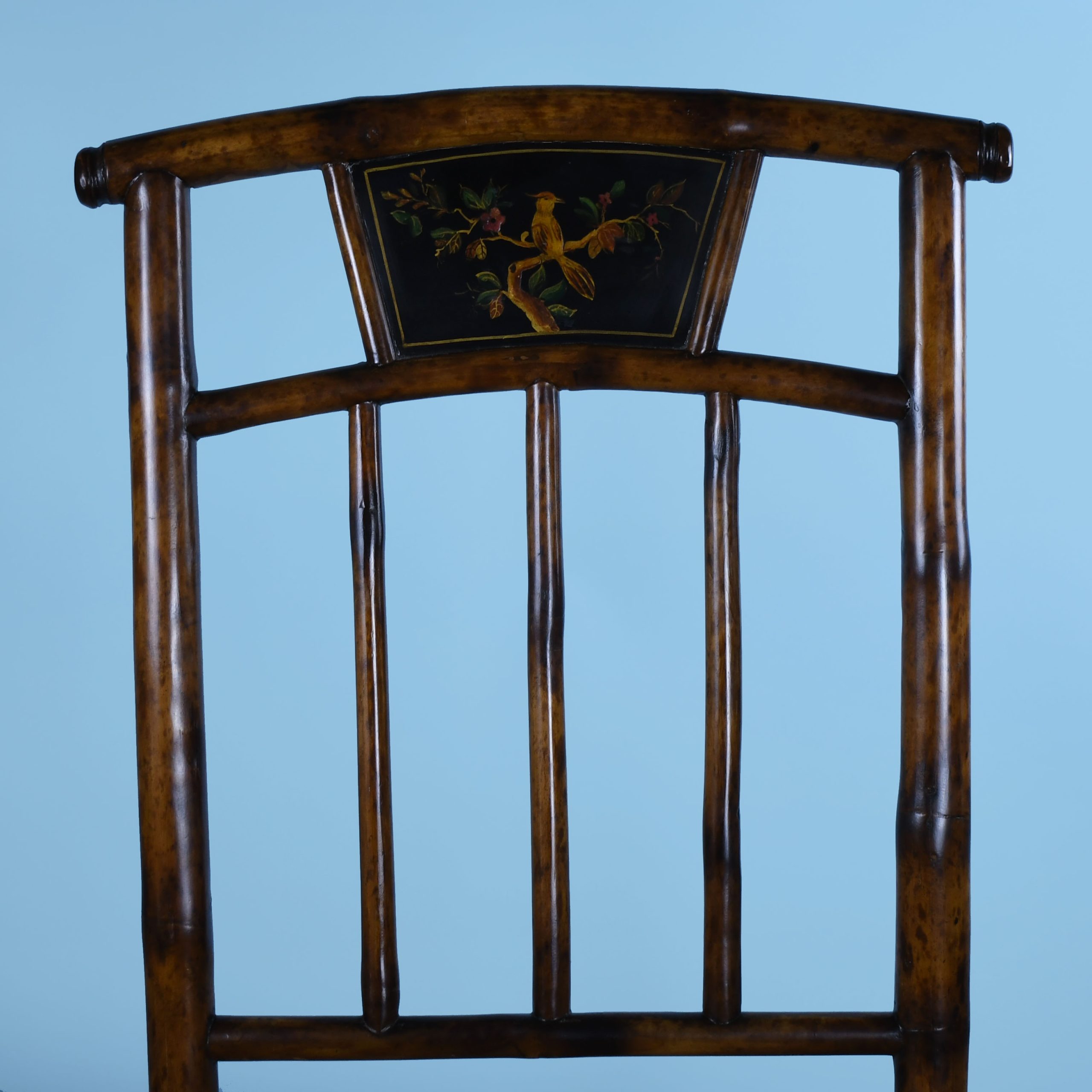 Pair of Burnt Bamboo Counter Stools