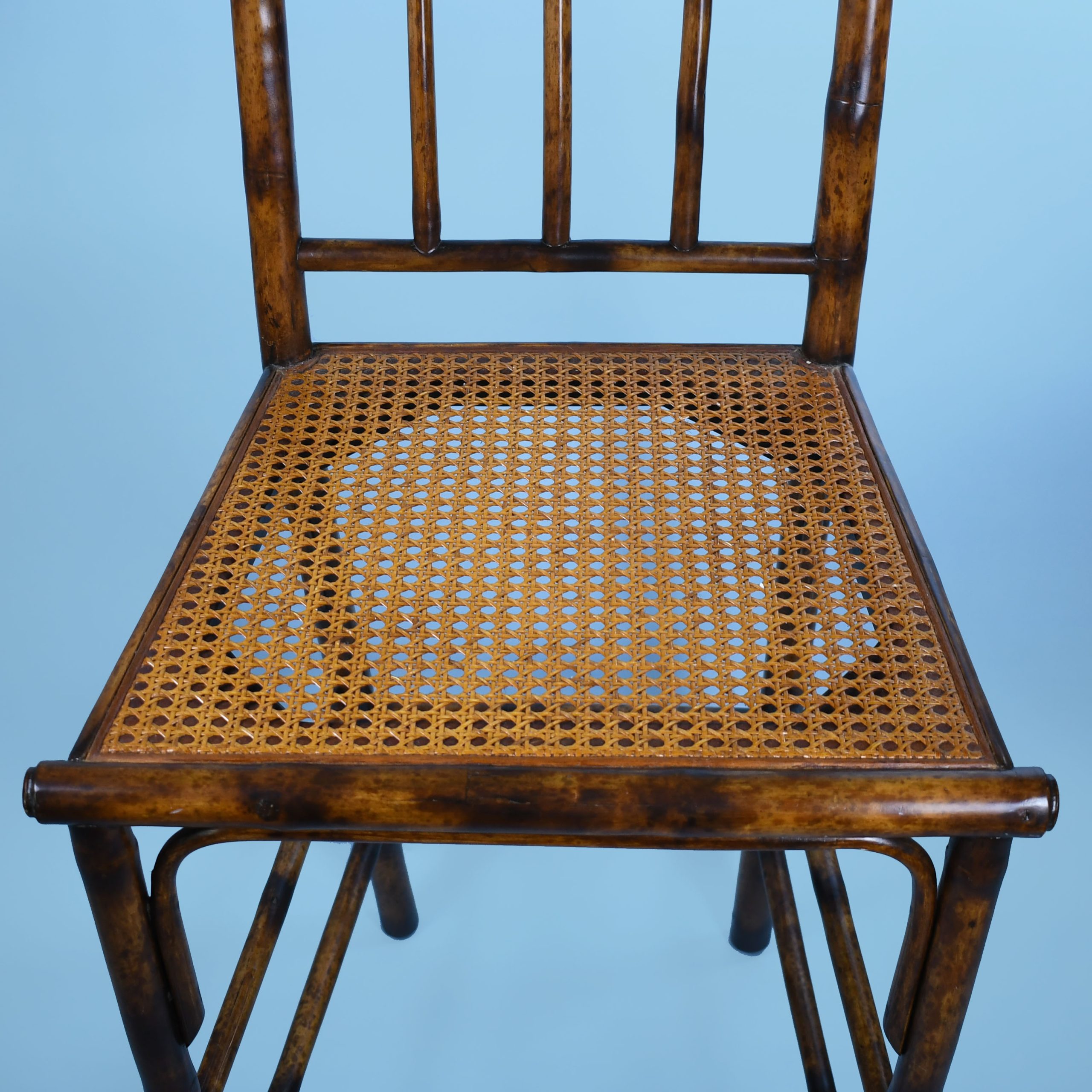 Pair of Burnt Bamboo Counter Stools