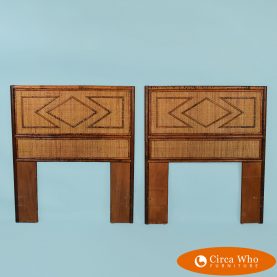 Pair of Burnt Bamboo Twin Headboards in nice condition