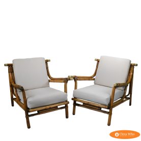 Pair of Burnt Lounge Chairs by John Wisner for Ficks Reed