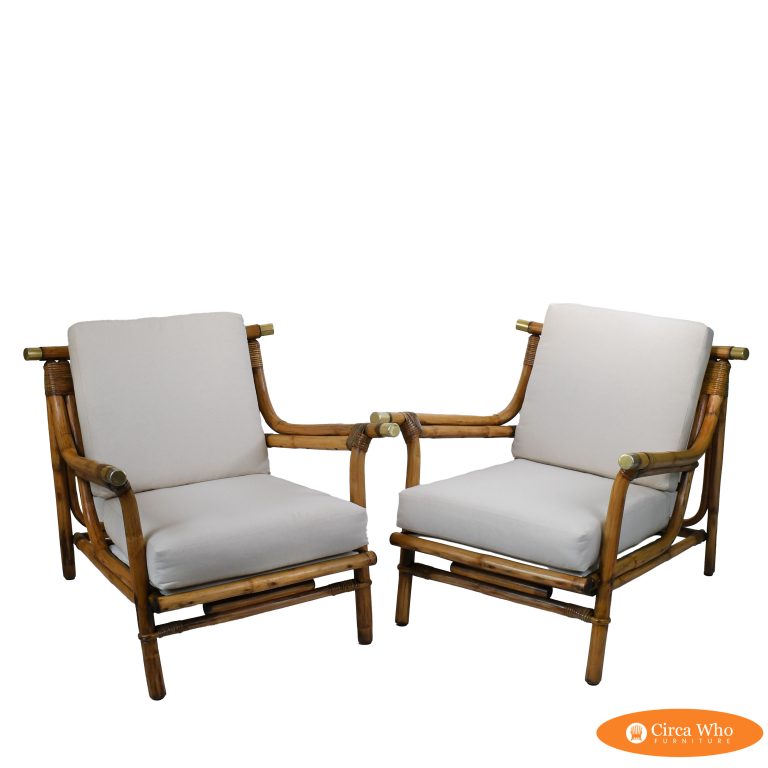 Pair of Burnt Lounge Chairs by John Wisner for Ficks Reed