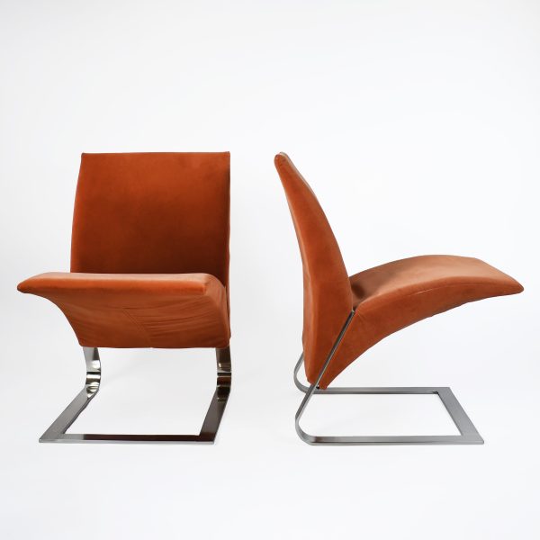 Pair of Cantilever Chrome Chairs by Ricardo Antonio Ravello