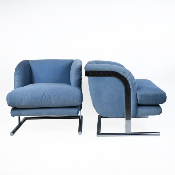 Pair of Cantilever Chrome Chairs by Warren Lloyd