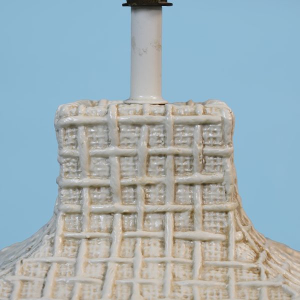 Pair of Ceramic Basketweave Table Lamps