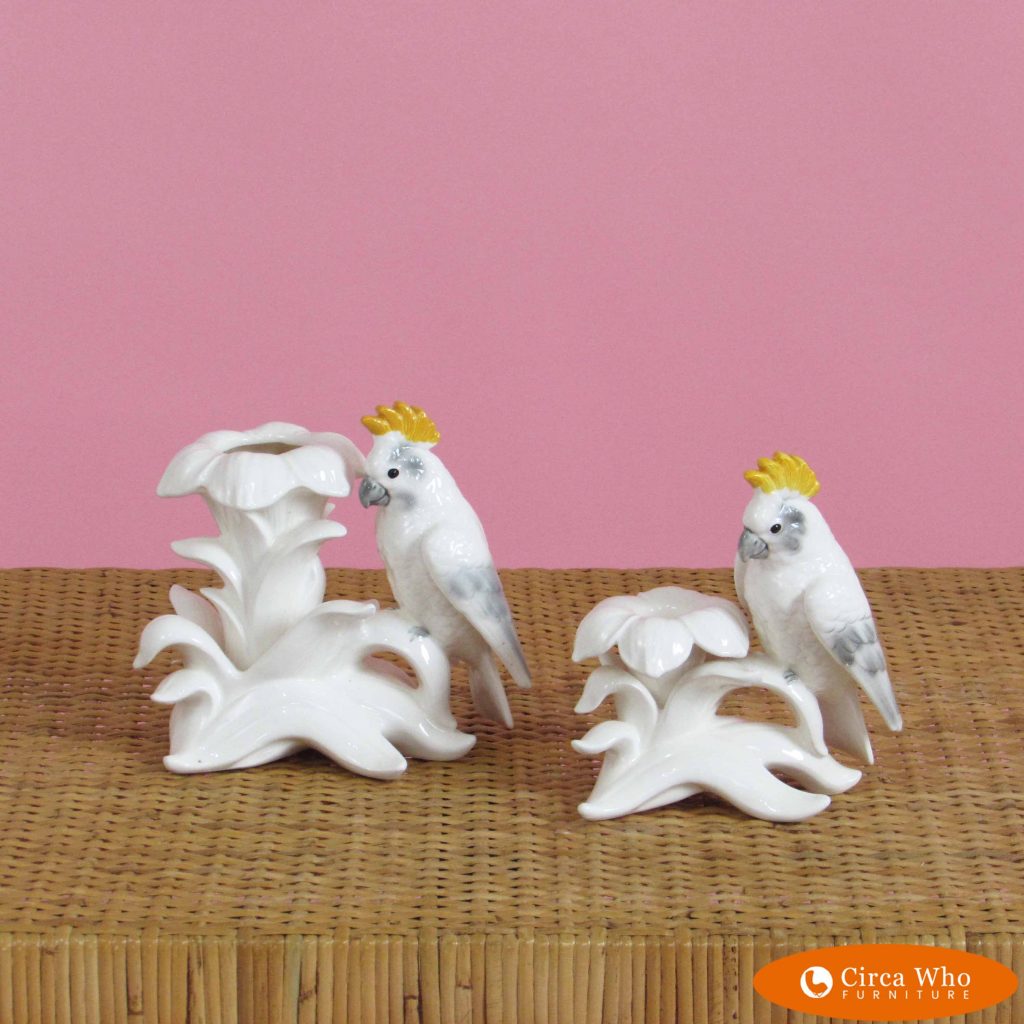 Pair of Ceramic Cockatiels Circa Who