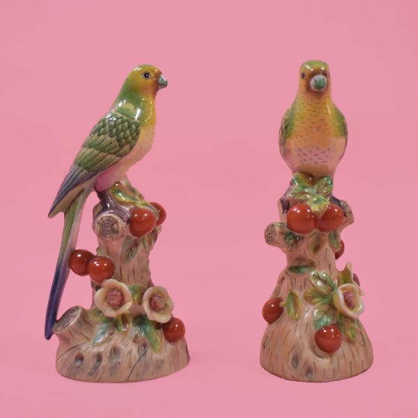 Pair of Ceramic Green Birds