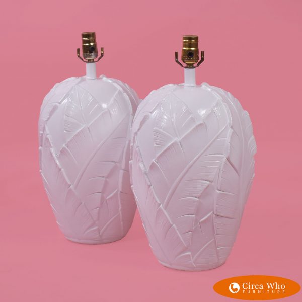 Pair of Ceramic Leaf Table Lamps