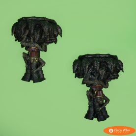 Pair of Ceramic Monkey With Palm Trees