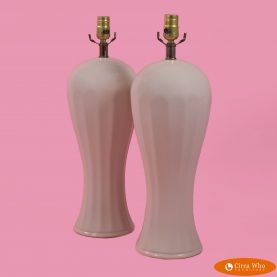 Pair of Ceramic Tall Cream Table Lamps