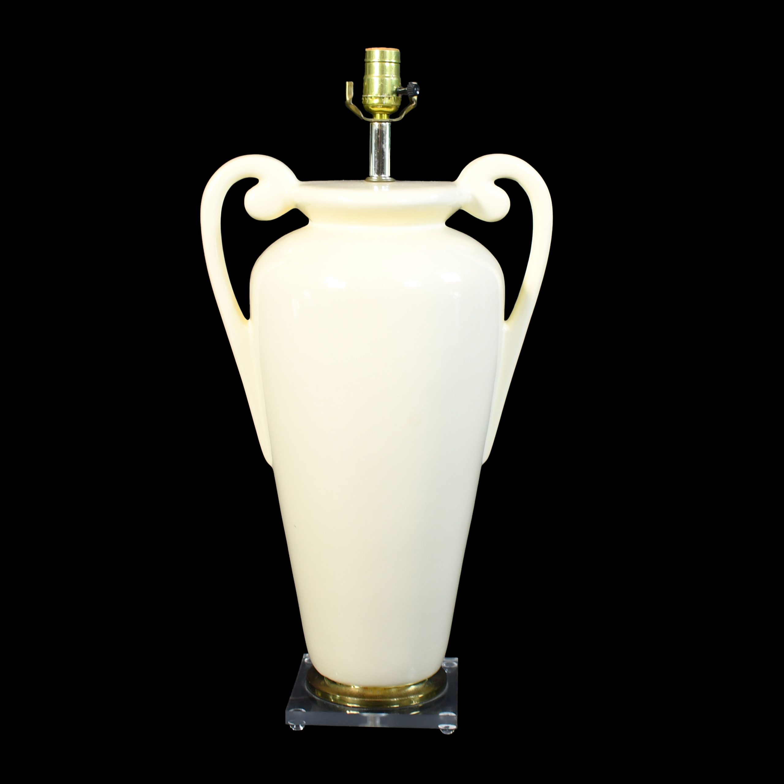 Pair of Ceramic Trophy on Lucite Table Lamps