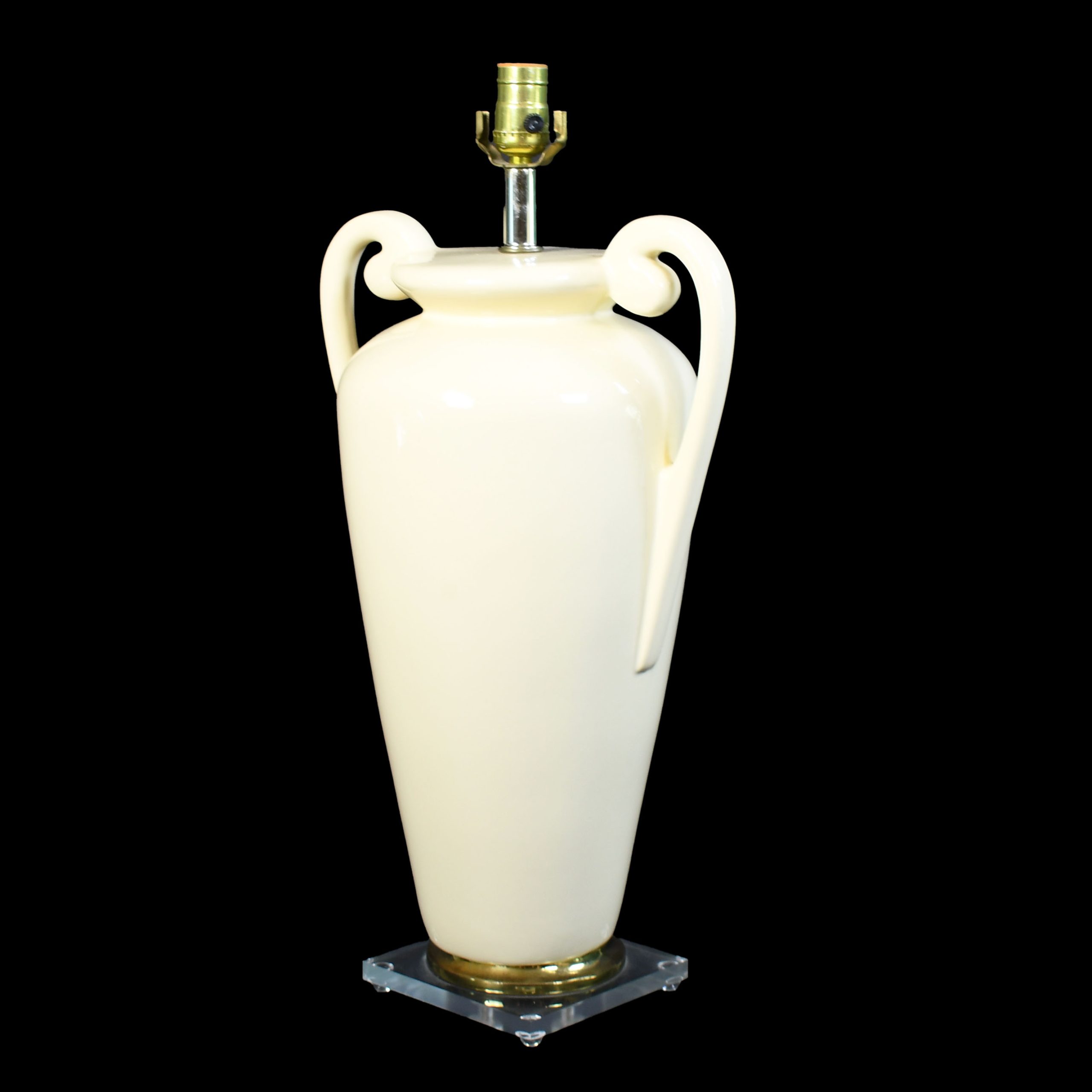 Pair of Ceramic Trophy on Lucite Table Lamps
