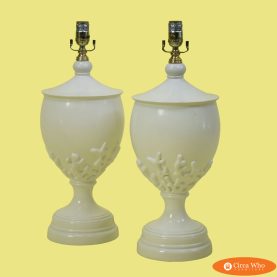 Pair of Ceramic White Coral Table Lamps