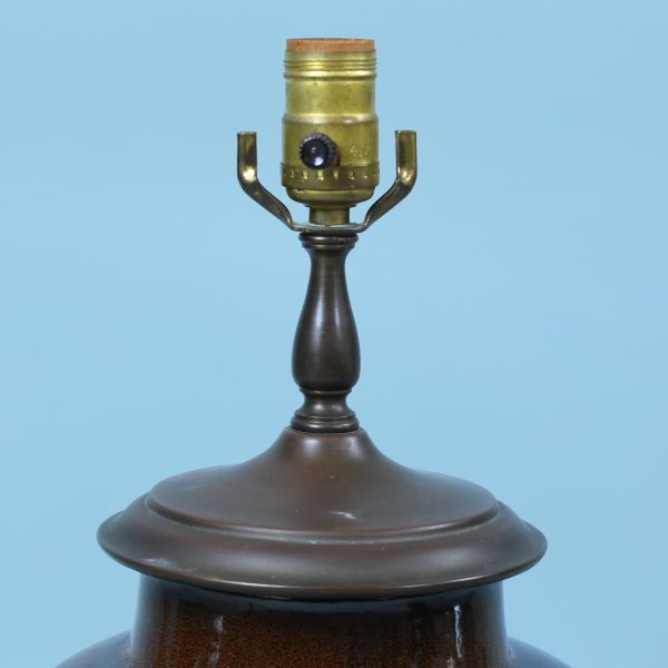 Pair of Ceramic and Brass Ginger Jar Table Lamps
