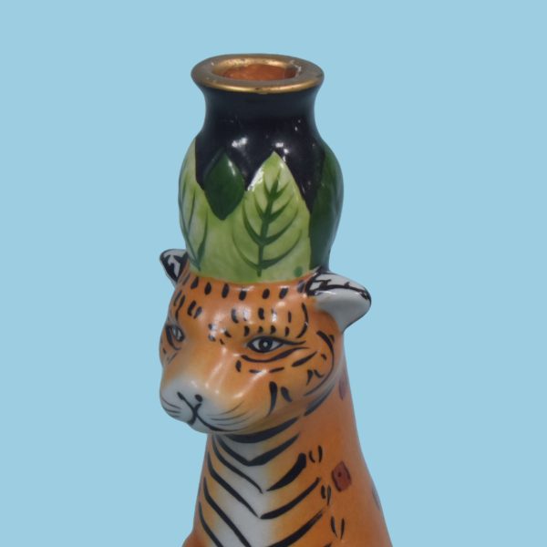 Pair of Cheetah Ceramic Candle Sconces