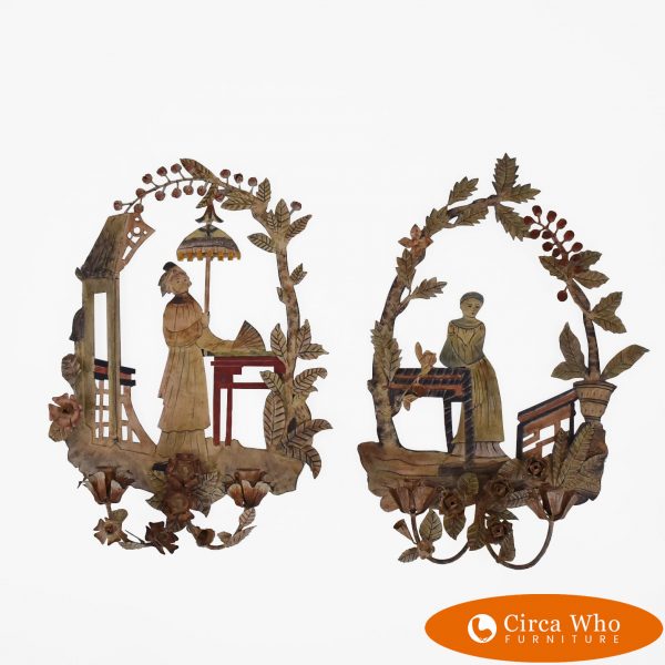 Pair of chinoiserie candle sconces