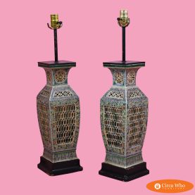 Pair of Chinoiserie Colorful Table Lamps