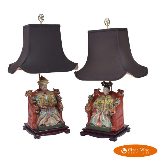 Pair of Chinoiserie Poetry Table Lamps