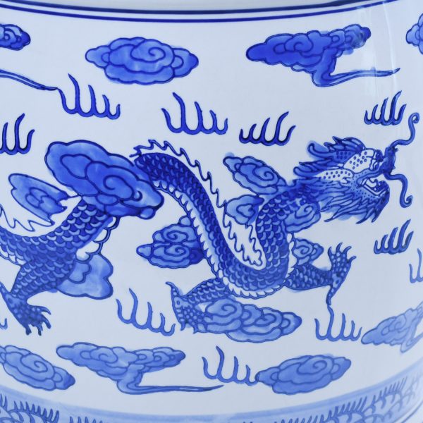 Pair of Chinoiserie White and Blue Garden Stools