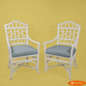 Pair of Chippendale Fretwork Arm Chairs