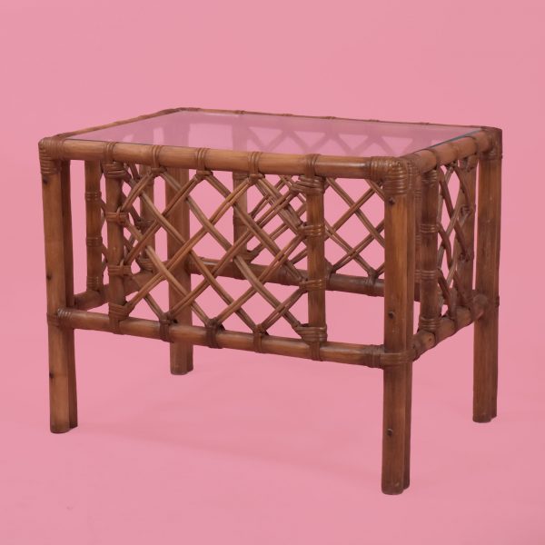 Pair of Chippendale Rattan Side Tables