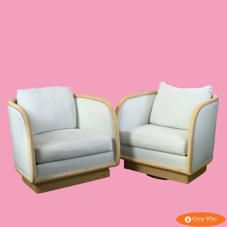 Pair of Coastal Swivel Lounge Chairs by McGuire
