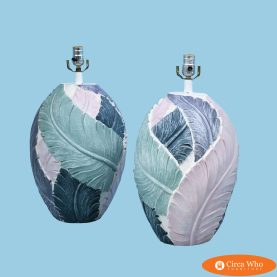 Pair of Colorful Leaves Ceramic Table Lamps