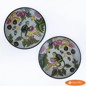 Pair of Colorful Monkey Plates