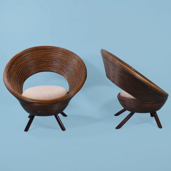 Pair of Cone Pencil Reed Chairs