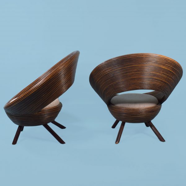 Pair of Cone Pencil Reed Chairs